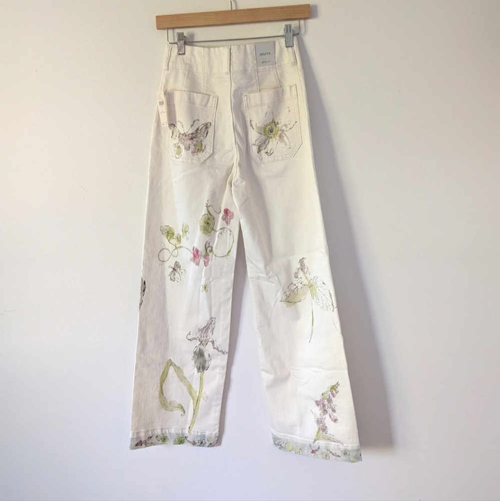 NWT Anthropologie Maeve Swan Gossip Colette Denim Crop Wide-Leg Jeans 27 Long - Picture 4 of 16